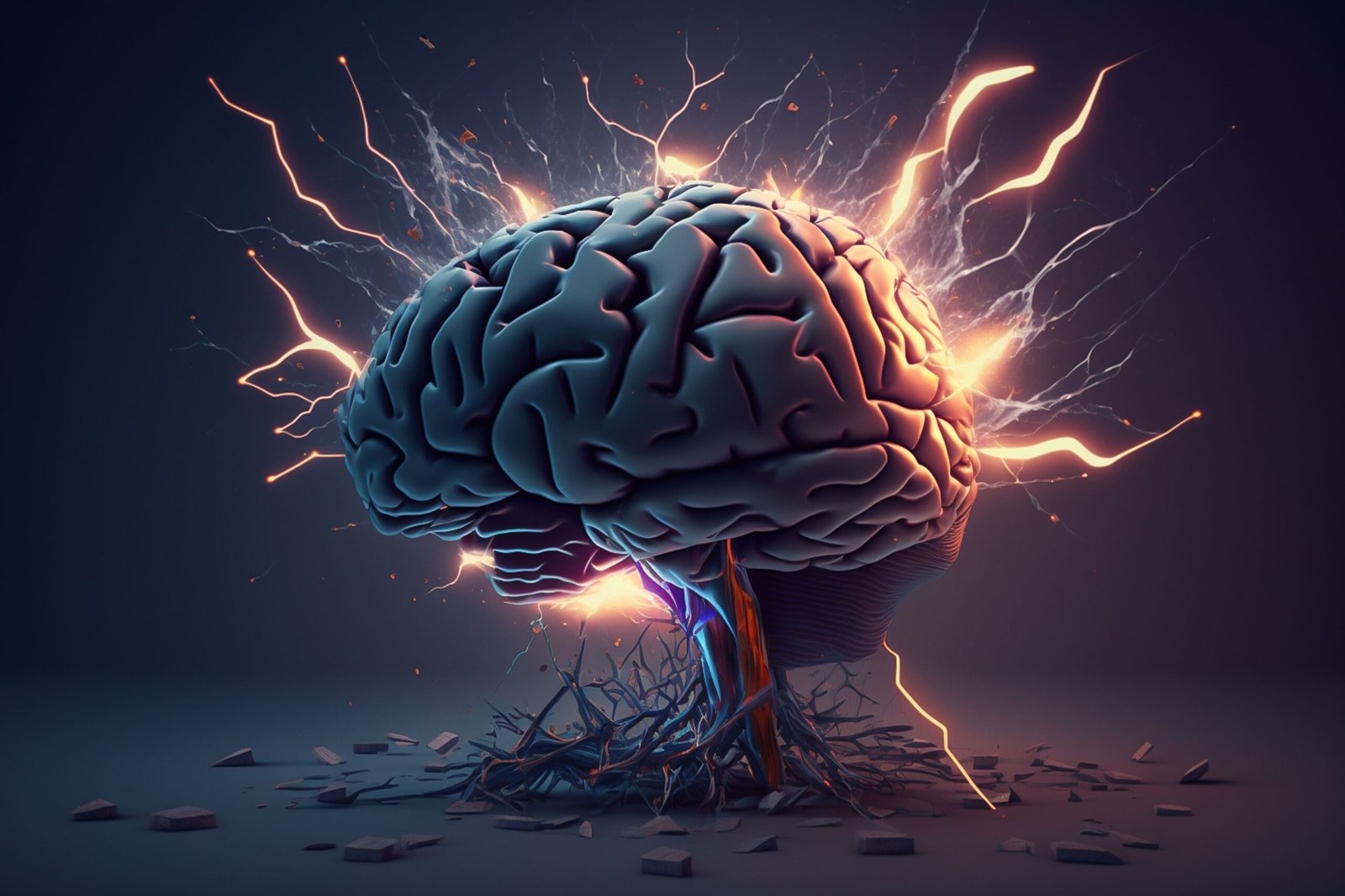 Illustration of a brain with electrical sparks